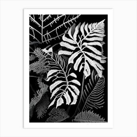 Delta Maidenhair Fern Linocut Art Print