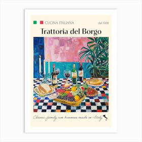 Trattoria Del Borgo Trattoria Italian Poster Food Kitchen Art Print