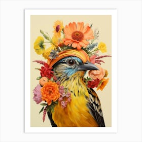 Bird With A Flower Crown Yellowhammer 3 Art Print