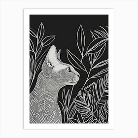 Devon Rex Cat Minimalist Illustration 2 Art Print