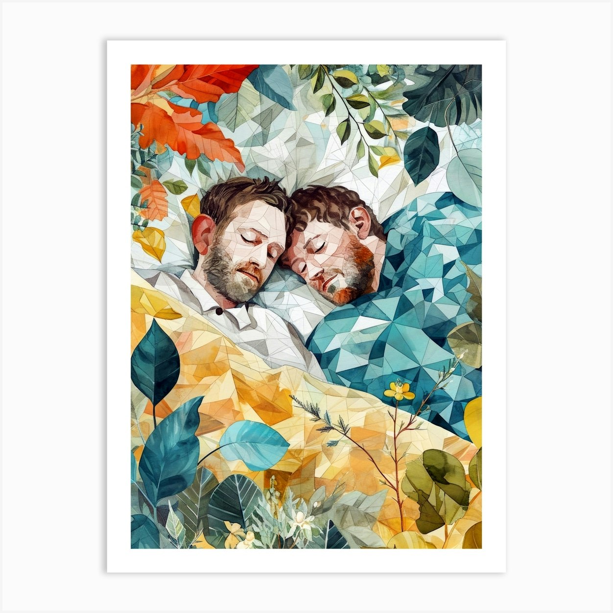 Two Men In Bed Art Print by JBJart Justyna Jaszke
