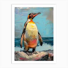 Galapagos Penguin Deception Island Colour Block Painting 5 Art Print