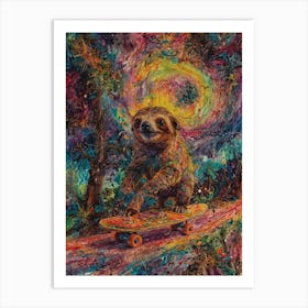 Sloth On A Skateboard 7 Art Print