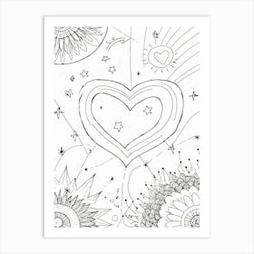 Heart Coloring Page Art Print