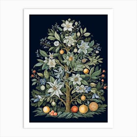 William Morris Style Christmas Tree 11 Art Print