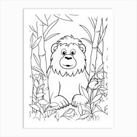 Line Art Jungle Animal Sumatran Orangutan 2 Art Print