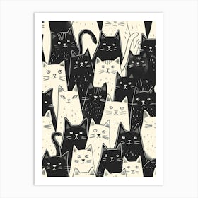 Perfectly Repeatable Artwork With Cute Cat Faces 38 Art Print