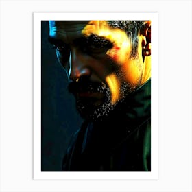 Gangster in Light and Shadow Portrait Art Print