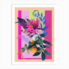 Bergamot 2 Neon Flower Collage Art Print