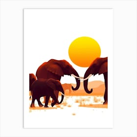 Elephants In The Savannah Art Print