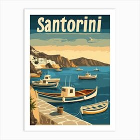 Aihrgdesign A Retro Travel Poster For Santorini Featuring A C 644015d6 C1a2 4096 9c16 9c63f83017c3 0 Art Print