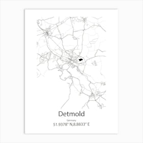 Detmold,Germany Minimalist Map Art Print