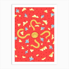 Joyous Sun With Birds Art Print