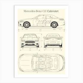 2023 Mercedes-Benz CLE Cabriolet car blueprint Art Print