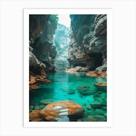 Blue Water In A Canyon 3 Art Print