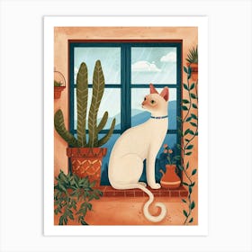 Burmese Cat Storybook Illustration 3 Art Print