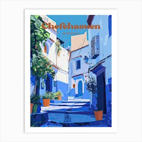 Chefchaouen Morocco City Digital Travel Art Art Print