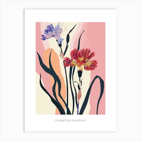 Colourful Flower Illustration Poster Carnation Dianthus 1 Art Print