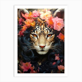 Tiger With Flowers 1 Art Print