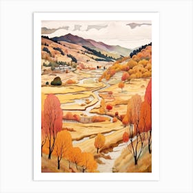 Autumn National Park Painting Rila Monastery Nature Park Bulgaria 1 Art Print