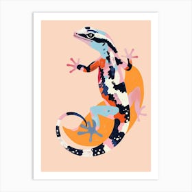 Blue African Fat Tailed Gecko Abstract Modern Illustration 4 Art Print