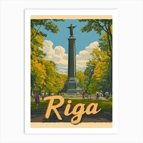 Aihrgdesign A Retro Travel Poster For Riga 5 Art Print