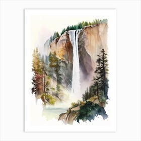 Yosemite Upper Falls, United States Water Colour  (3) Art Print