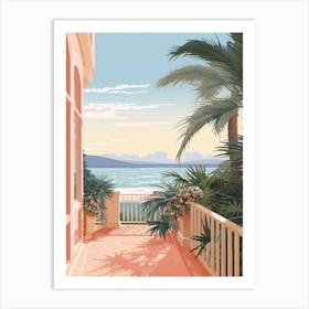 An Illustration In Pink Tones Of Palm Beach Sydney Australia 1 Art Print