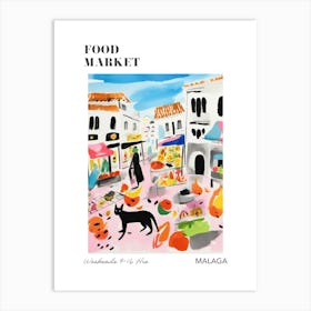 The Food Market In Malaga 1 Illustration Poster Art Print