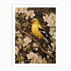 Dark And Moody Botanical American Goldfinch 3 Art Print