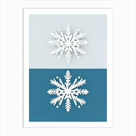 Cold, Snowflakes, Retro Minimal 3 Art Print