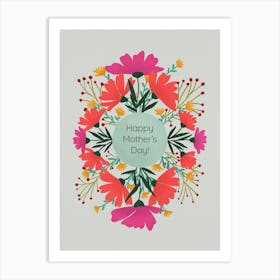 Happy Mothers Day Floral Art Print