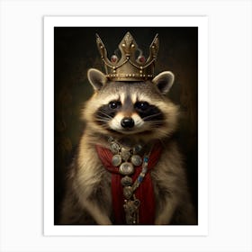 Vintage Portrait Of A Cozumel Raccoon Wearing A Crown 2 Art Print