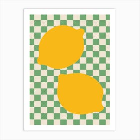 Lemons On A Checkered Table Art Print