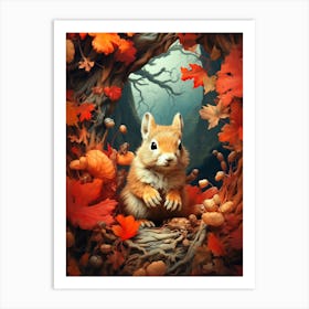 Squirrel In The Forest Art Print