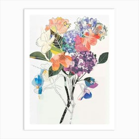 Hydrangea 1 Collage Flower Bouquet Art Print