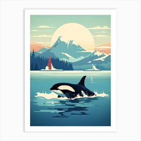 Icy Whale Mountains & The Moon Art Print