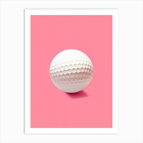 Golf Ball On Pink Background Art Print