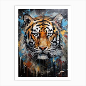 Tiger Art In Street Art Style 4 Art Print