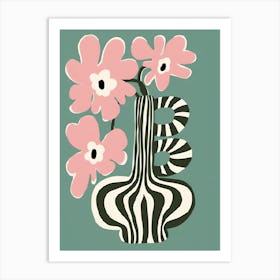 Pink Zebra Vase Art Print