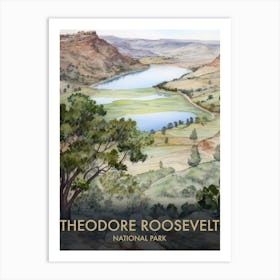 Theodore Roosevelt National Park Watercolour Vintage Travel Poster 4 Art Print