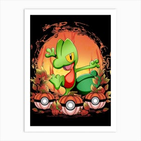Treecko Spooky Night - Pokemon Halloween Art Print