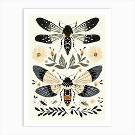 Colourful Insect Illustration Fly 4 Art Print