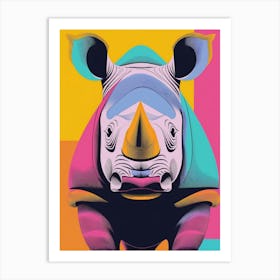 Colourful Rhino Art Print