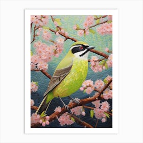 Ohara Koson Inspired Bird Painting Cedar Waxwing 2 Art Print