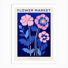 Blue Flower Market Poster Portulaca 2 Art Print