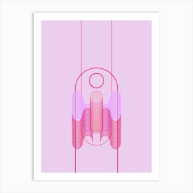 Heartbeat Pink Geometric Abstract Art Print