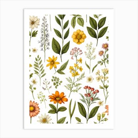 Wild Flowers Seamless Pattern Art Print