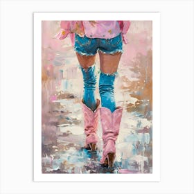 Cowgirl In Pink Boots 1 Art Print