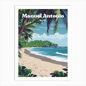 Manuel Antonio Beach Tropical Forest Travel Illustration Art Print